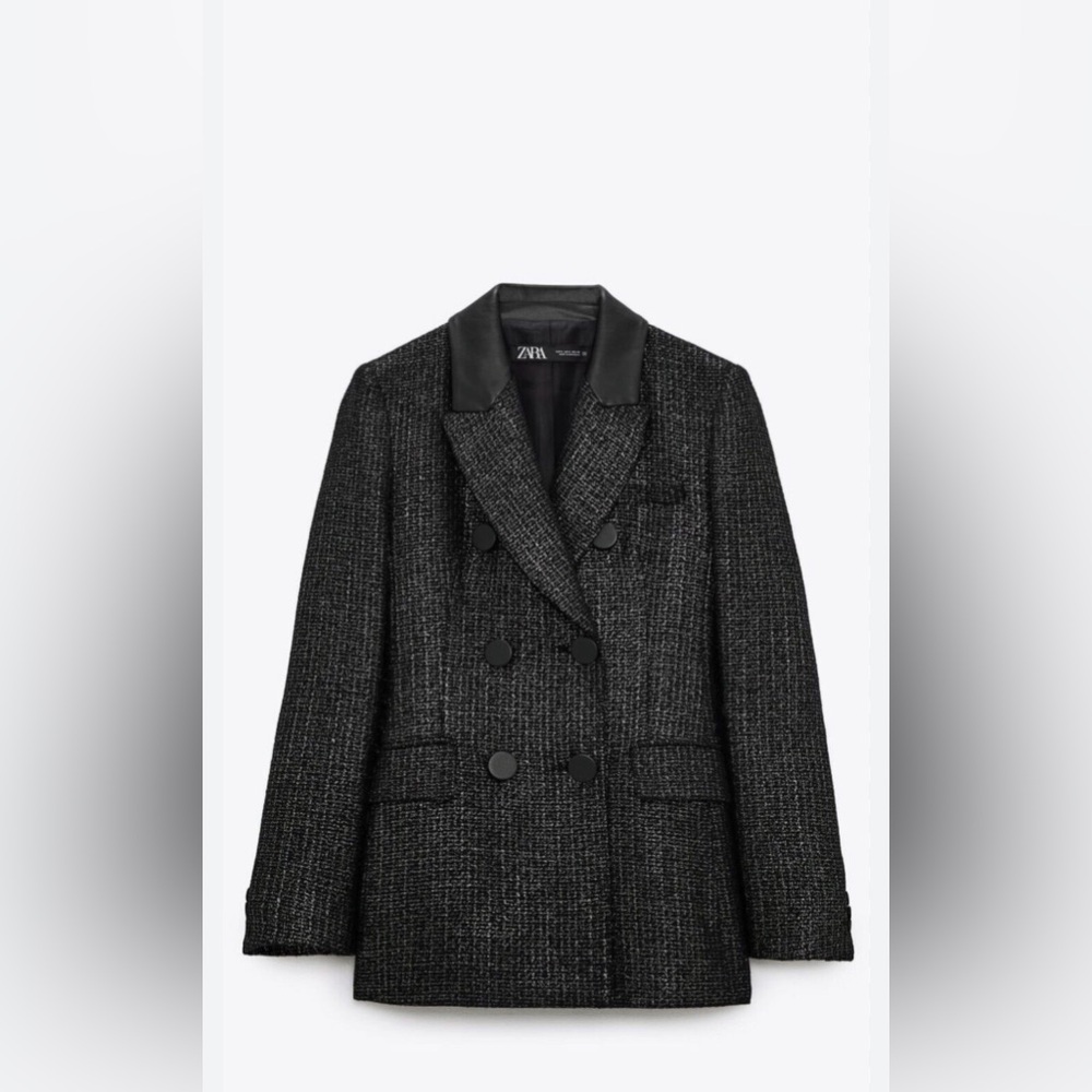 Zara metallic tailored black jacket